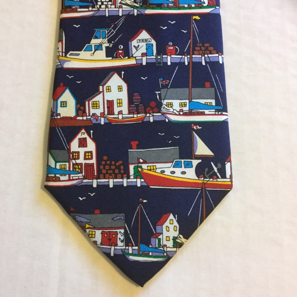 “DOCKSIDE” by Alynn 56” Boat ship sailboat village dock fishing - Picture 2 of 7